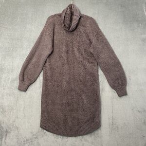 All Worthy Sweater Dress Large‎ Midi-Knee Fuzzy Brown Womens Hunter McGrady QVC
